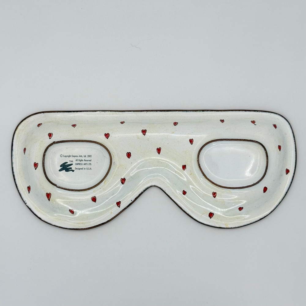 Empress Arts 2002 Handpainted Enamel Trinket Eyeglass Tray Yellow Floral Hearts - Picture 6 of 8